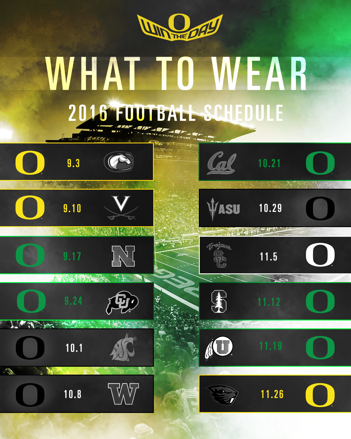 Oregon Duck Schedule Examples and Forms